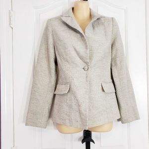 Zetoa Womens Blazer Jacket Ivory Beige Button Fron